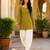 Green cotton readymade suit with digital print