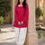 Red cotton readymade suit with digital print