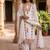 Brown&white georgette readymade suit with thread embroidery work