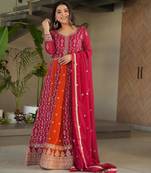 Rani georgette readymade anarkali suit with embroidery & zari work