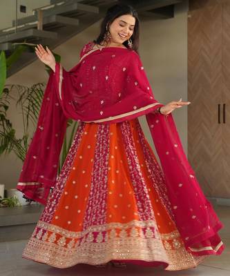 Rani georgette readymade anarkali suit with embroidery & zari work 2
