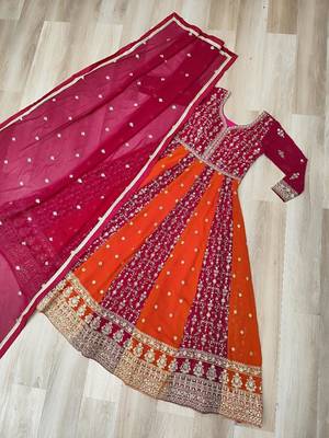 Rani georgette readymade anarkali suit with embroidery & zari work 3