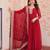 Red georgette readymade anarkali suit with embroidery & zari work