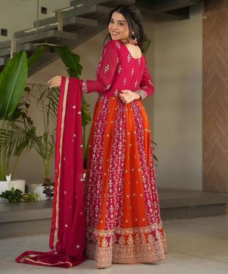 Rani georgette readymade anarkali suit with embroidery & zari work 4