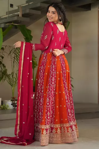 Rani georgette readymade anarkali suit with embroidery & zari work