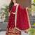 Red georgette readymade anarkali suit with embroidery & zari work
