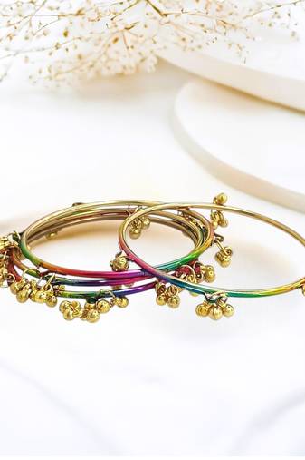 Multicolor set of 4 kashmiri bangles