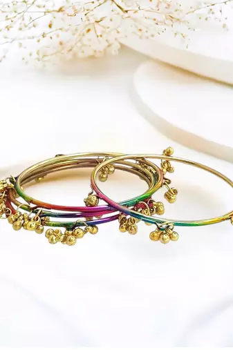 Multicolor set of 4 kashmiri bangles