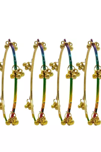 Multicolor set of 4 kashmiri bangles