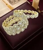 Gold plated set of 4 kundan teardrop cz bangles