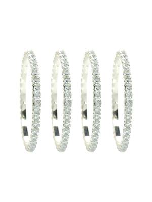 Set of 4 silver plated princess cut american diamond bangles 2