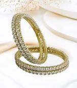Set of 4 gold plated princess cut american diamond bangles