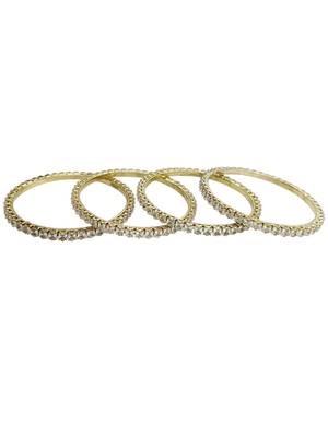 Set of 4 gold plated princess cut american diamond bangles 3