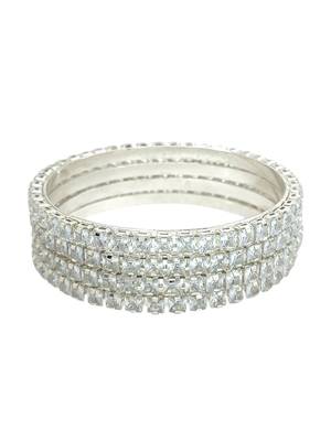 Set of 4 silver plated princess cut american diamond bangles 5