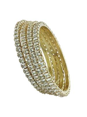 Set of 4 gold plated princess cut american diamond bangles 5