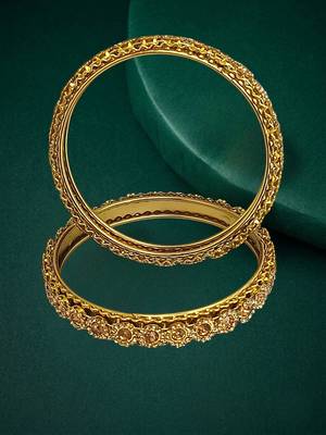 Antique gold plated set of 2 champagne cz bangles 1