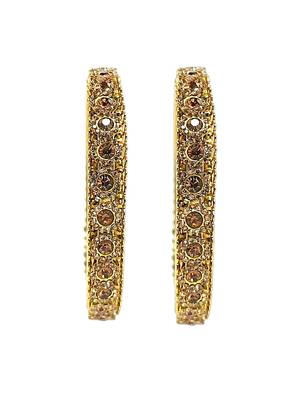 Antique gold plated set of 2 champagne cz bangles 2