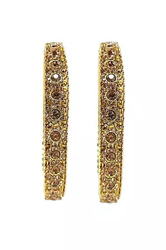 Antique gold plated set of 2 champagne cz bangles