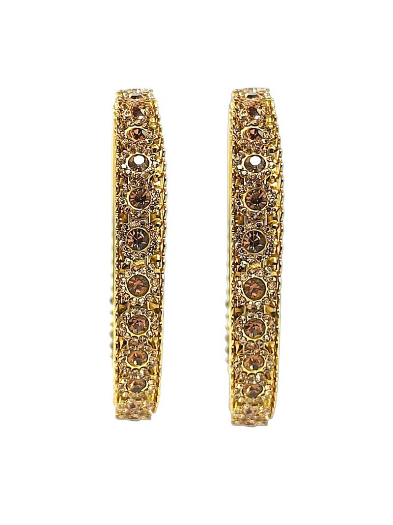 Antique gold plated set of 2 champagne cz bangles