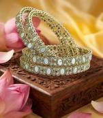 Set of 4 gold plated oval mirror cz bangle set