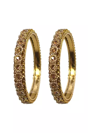 Antique gold plated set of 2 champagne cz bangles