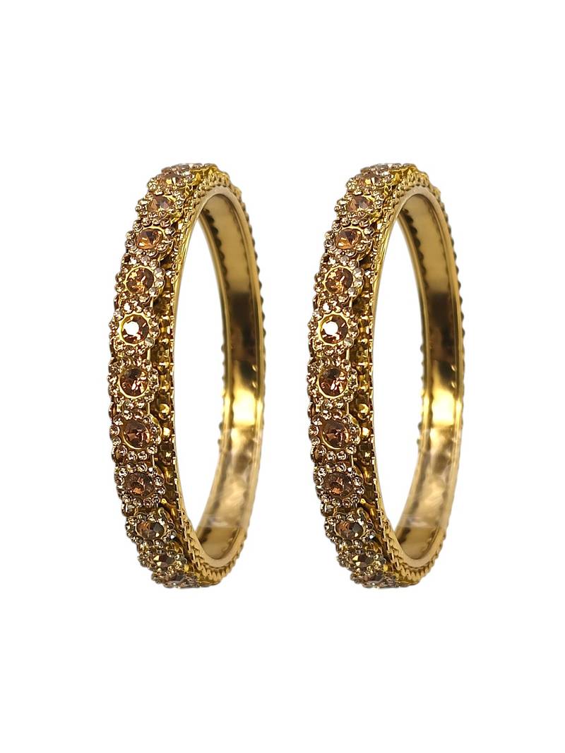 Antique gold plated set of 2 champagne cz bangles