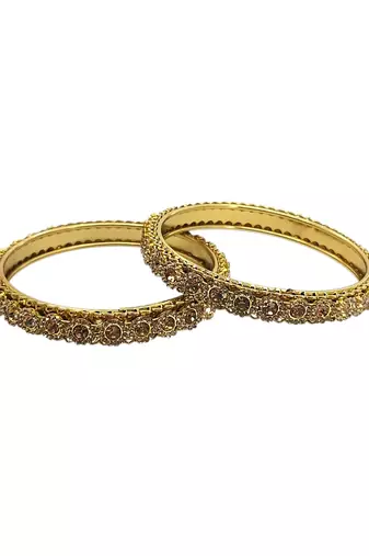Antique gold plated set of 2 champagne cz bangles