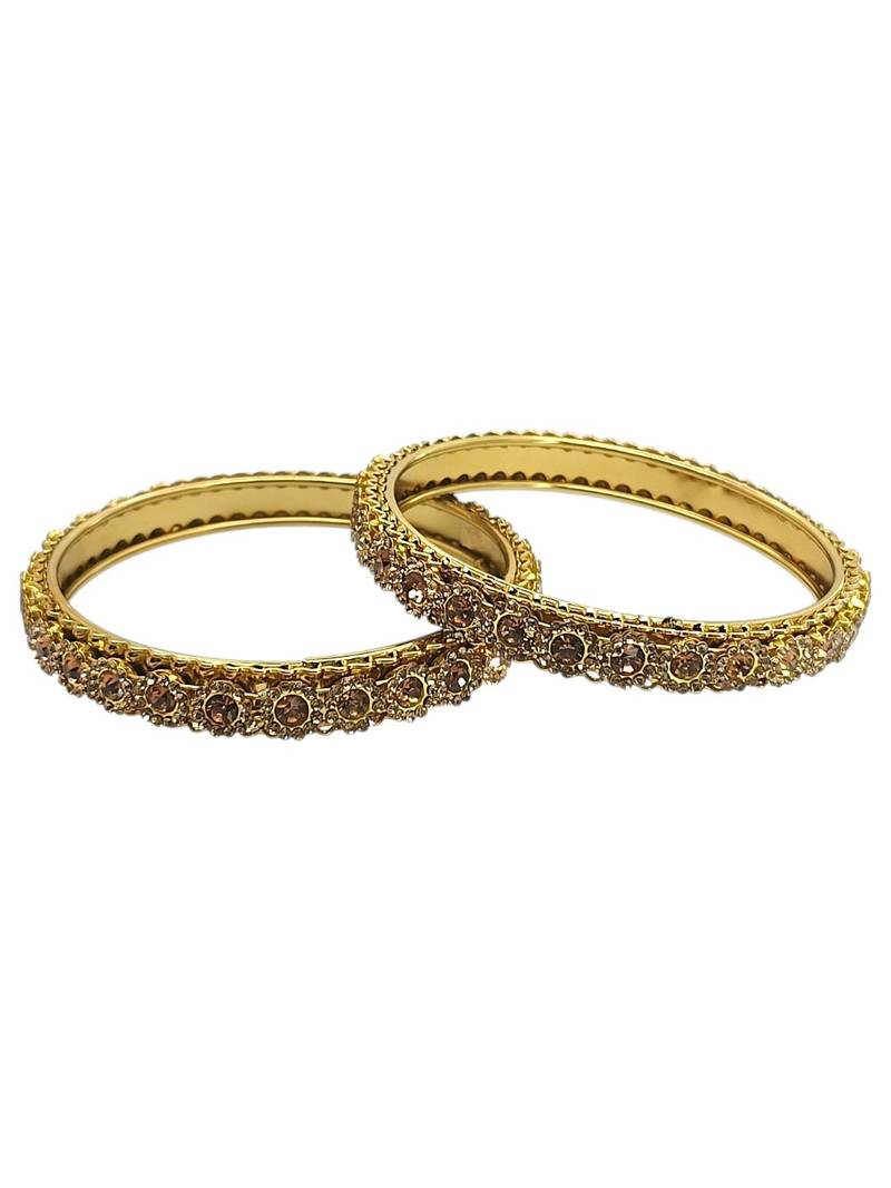 Antique gold plated set of 2 champagne cz bangles