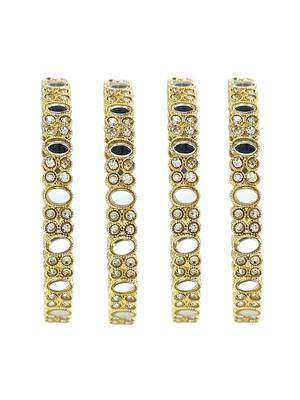 Set of 4 gold plated oval mirror cz bangle set 2