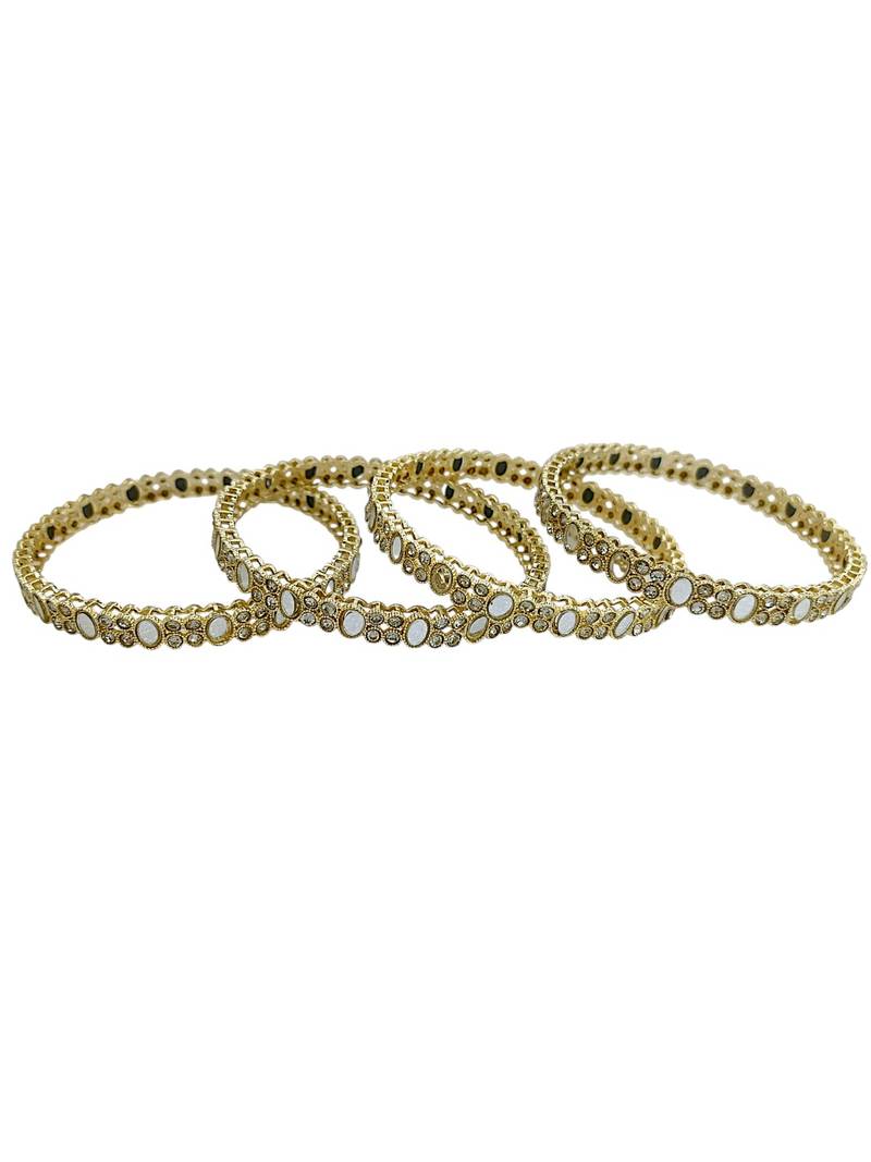 Set of 4 gold plated oval mirror cz bangle set