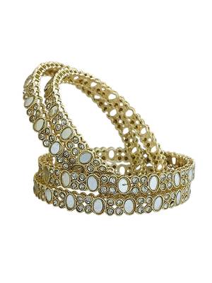Set of 4 gold plated oval mirror cz bangle set 5
