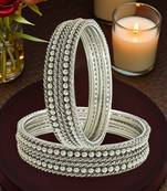 Silver oxidised set of 12 beaded textured bangles