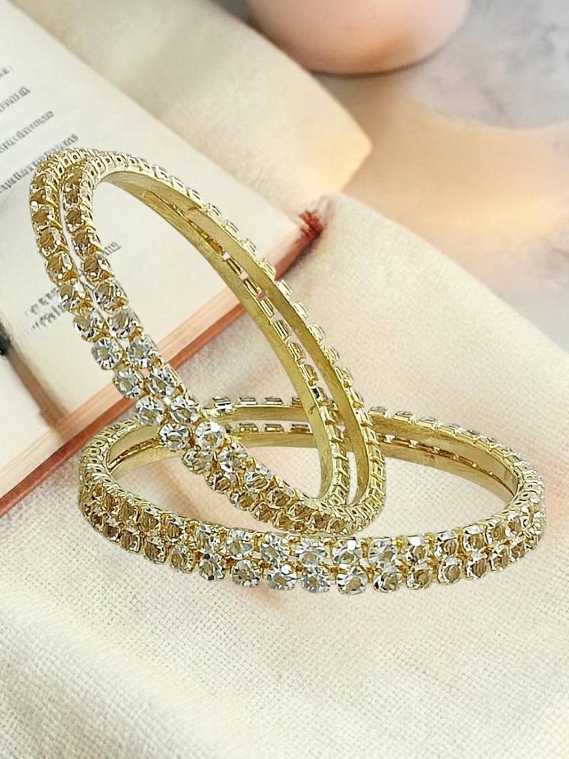 Gold plated set of 4 cubic zircon bangles