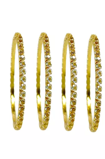 Gold plated set of 4 cubic zircon bangles
