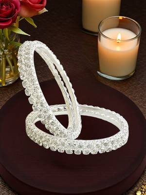 Silver plated set of 4 cubic zircon bangles 1