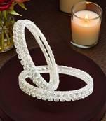 Silver plated set of 4 cubic zircon bangles