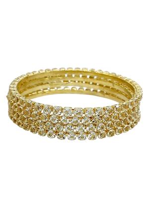 Gold plated set of 4 cubic zircon bangles 3