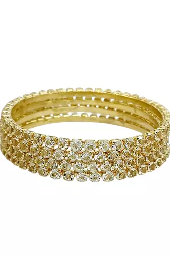 Gold plated set of 4 cubic zircon bangles