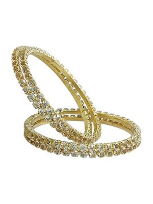 Gold plated set of 4 cubic zircon bangles 4