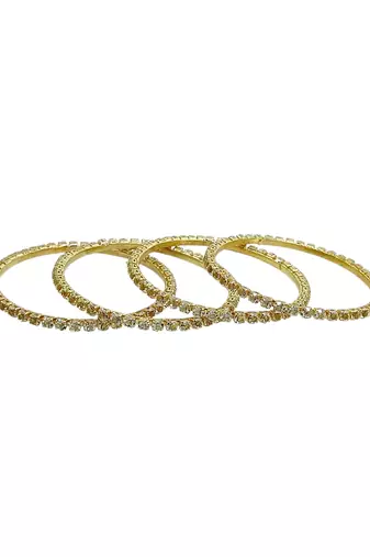 Gold plated set of 4 cubic zircon bangles