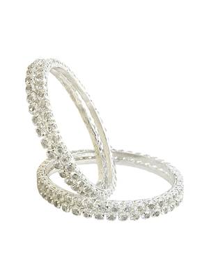 Silver plated set of 4 cubic zircon bangles 3