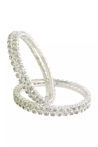 Silver plated set of 4 cubic zircon bangles