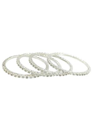 Silver plated set of 4 cubic zircon bangles 4