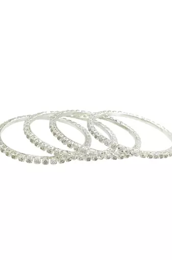 Silver plated set of 4 cubic zircon bangles