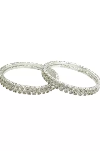 Silver plated set of 4 cubic zircon bangles