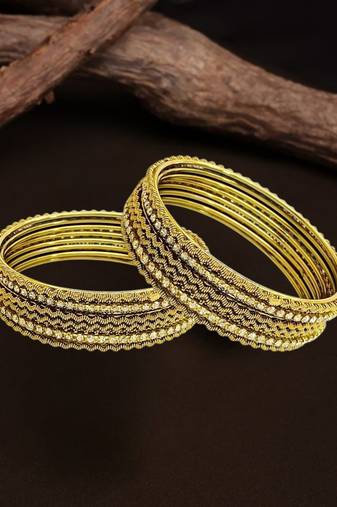Set of 12 antique gold plated cz bangles