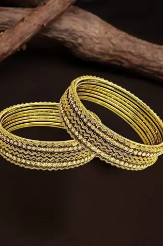 Set of 12 antique gold plated cz bangles