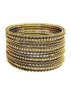 Set of 12 antique gold plated cz bangles 2