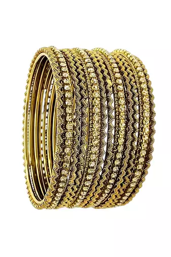 Set of 12 antique gold plated cz bangles