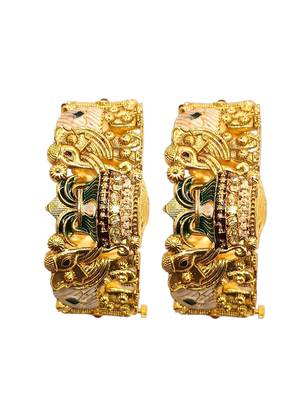 Set of 2 elephant gold plated rajwadi bridal screw kada bangles 2